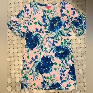 Lilly Pulitzer Floral Dress with Ruffle Sleeves, Medium